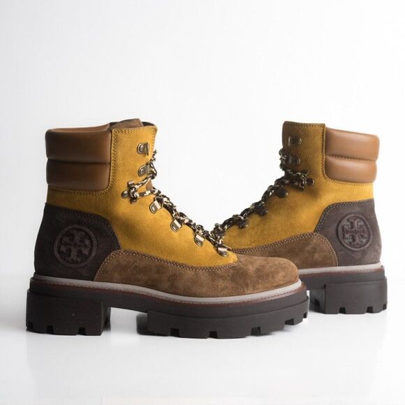 Tory Burch Womens Brown Suede Miller Lug Hiker Boots US 9 EU 39 New w Box - Picture 2 of 8